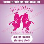 Stickers - Lettres Adhesives Sticker mural prenom fille ange demon 19 cm - Rose - Run-R