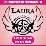 Sticker mural prenom fille belle rebelle 25 cm - Noir - Run-R