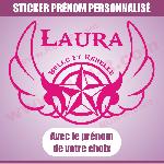 Stickers - Lettres Adhesives Sticker mural prenom fille belle rebelle 25 cm - Rose - Run-R