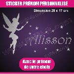 Sticker mural prenom fille Fee Clochette 28 cm - Argent - Run-R