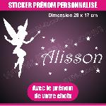 Stickers - Lettres Adhesives Sticker mural prenom fille Fee Clochette 28 cm - Blanc - Run-R
