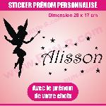 Sticker mural prenom fille Fee Clochette 28 cm - Noir - Run-R
