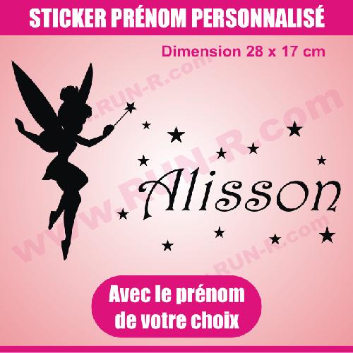 Stickers - Lettres Adhesives Sticker mural prenom fille Fee Clochette 28 cm - Noir - Run-R