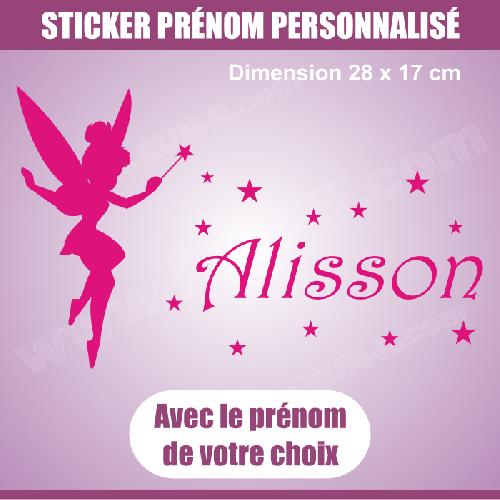 Stickers - Lettres Adhesives Sticker mural prenom fille Fee Clochette 28 cm - Rose - Run-R