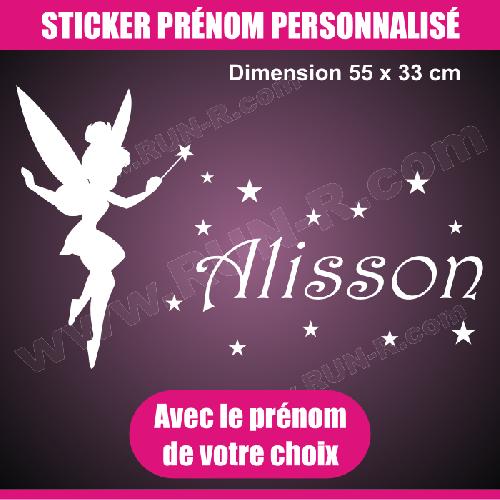 Stickers - Lettres Adhesives Sticker mural prenom fille Fee Clochette 55 cm - Blanc - Run-R