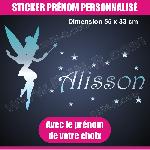 Sticker mural prenom fille Fee Clochette 55 cm - Chrome - Run-R