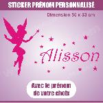 Sticker mural prenom fille Fee Clochette 55 cm - Rose - Run-R