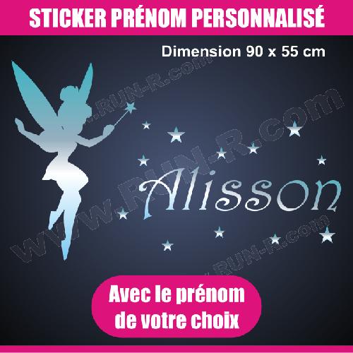 Stickers - Lettres Adhesives Sticker mural prenom fille Fee Clochette 90 cm - Chrome - Run-R