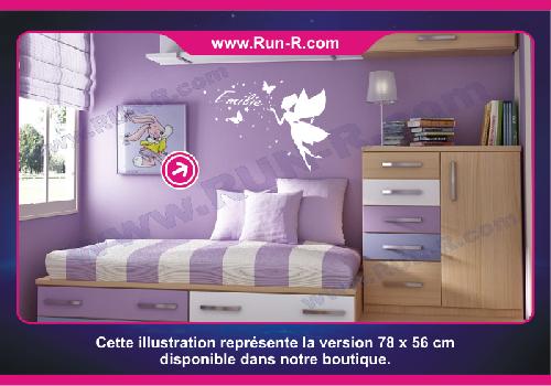 Stickers - Lettres Adhesives Sticker mural prenom fille Fee papillon etoile 28 cm - Argent - Run-R