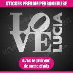Sticker mural prenom fille love 22 cm - Argent - Run-R