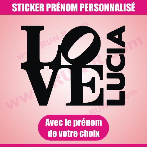 Stickers - Lettres Adhesives Sticker mural prenom fille love 22 cm - Noir - Run-R