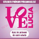 Stickers - Lettres Adhesives Sticker mural prenom fille love 22 cm - Rose - Run-R