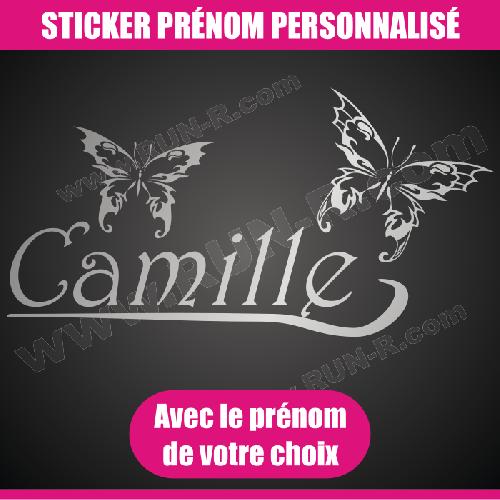 Stickers - Lettres Adhesives Sticker mural Prenom fille papillon 110 cm - Argent - Run-R