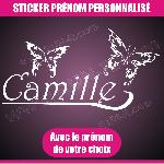 Sticker mural Prenom fille papillon 110 cm - Blanc - Run-R