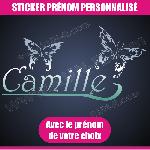 Stickers - Lettres Adhesives Sticker mural Prenom fille papillon 110 cm - Chrome - Run-R