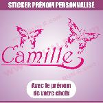 Sticker mural Prenom fille papillon 110 cm - Rose - Run-R