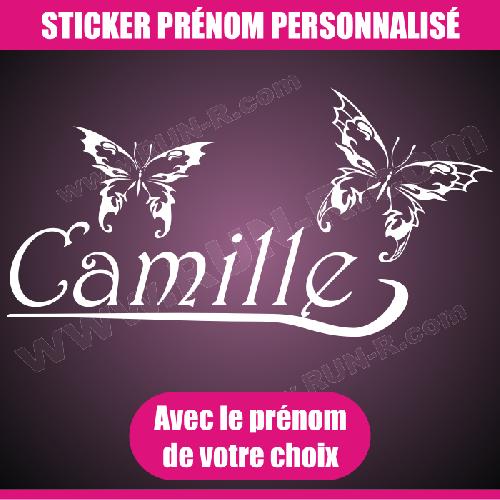 Stickers - Lettres Adhesives Sticker mural prenom fille papillon 30 cm - Blanc - Run-R