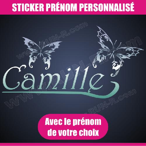 Stickers - Lettres Adhesives Sticker mural prenom fille papillon 30 cm - Chrome - Run-R