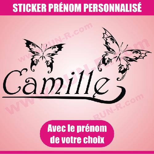 Stickers - Lettres Adhesives Sticker mural prenom fille papillon 30 cm - Noir - Run-R