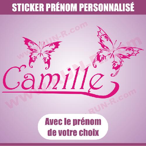 Stickers - Lettres Adhesives Sticker mural prenom fille papillon 30 cm - Rose - Run-R