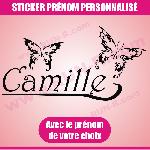 Stickers - Lettres Adhesives Sticker mural prenom fille papillon 55 cm - Noir - Run-R