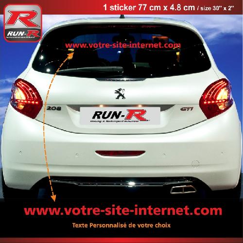 Adhesifs Peugeot Sticker personnalise vitre arriere Rouge 00BVR - Run-R