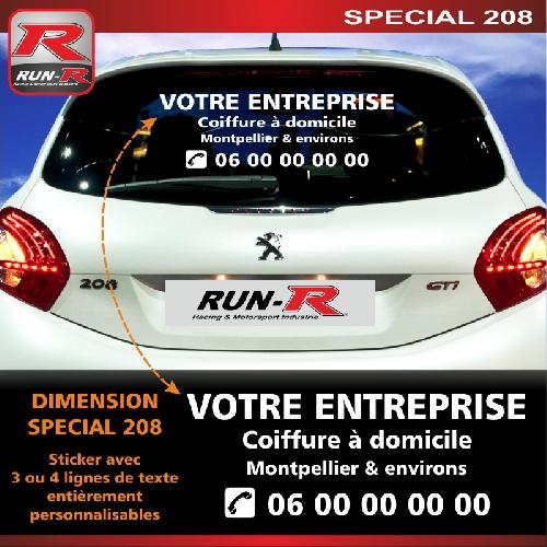 Adhesifs Peugeot Sticker publicitaire personnalise pour vitre arriere 00BYB Blanc - Run-R