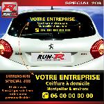 Adhesifs Peugeot Sticker publicitaire personnalise pour vitre arriere 00BYJ jaune - Run-R