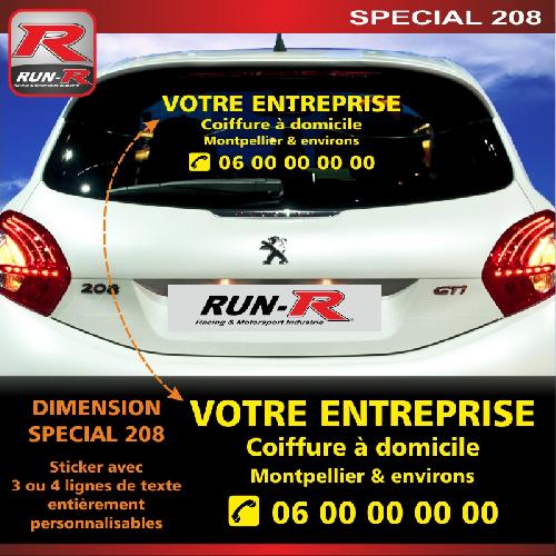 Adhesifs Peugeot Sticker publicitaire personnalise pour vitre arriere 00BYJ jaune - Run-R