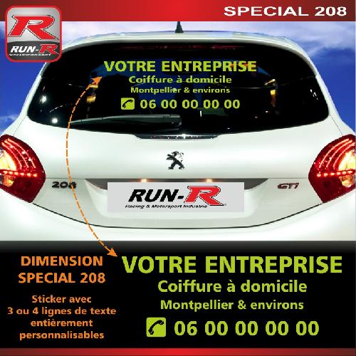 Adhesifs Peugeot Sticker publicitaire personnalise pour vitre arriere 00BYV Vert - Run-R