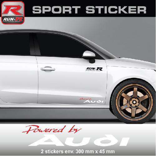 Sticker Run-R PW05RB Powered by AUDI - Rouge Blanc compatible avec Audi 300x45mm - Run-R