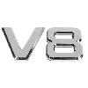 Stickers 3D Embleme V8 chrome 3D compatible avec camion - 16x9cm