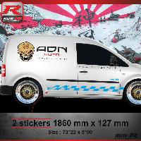 Stickers Auto Par Marque 020Y Sticker FUNNY compatible avec VOLKSWAGEN CADDY Bleu - Run-R