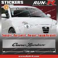 Stickers Auto Par Marque 1 pare-soleil compatible avec Alfa Romeo CUORE SPORTIVO 125 cm - ARGENT lettres NOIRES - Run-R