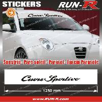 Stickers Auto Par Marque 1 pare-soleil compatible avec Alfa Romeo CUORE SPORTIVO 125 cm - BLANC lettres NOIRES - Run-R
