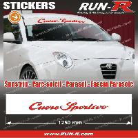 Stickers Auto Par Marque 1 pare-soleil compatible avec Alfa Romeo CUORE SPORTIVO 125 cm - BLANC lettres ROUGES - Run-R