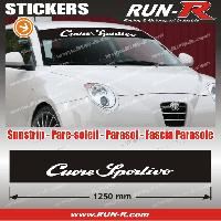 Stickers Auto Par Marque 1 pare-soleil compatible avec Alfa Romeo CUORE SPORTIVO 125 cm - NOIR lettres blanches - Run-R