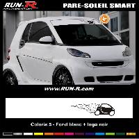 Stickers Auto Par Marque 1 pare-soleil compatible avec SMART 110 cm - Fond BLANC logo NOIR - Run-R