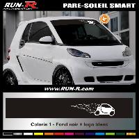 Stickers Auto Par Marque 1 pare-soleil compatible avec SMART 110 cm - Fond NOIR logo BLANC - Run-R