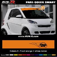 Stickers Auto Par Marque 1 pare-soleil compatible avec SMART 110 cm - Fond ORANGE logo NOIR - Run-R