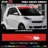 Stickers Auto Par Marque 1 pare-soleil compatible avec SMART 110 cm - Fond ROUGE logo BLANC - Run-R