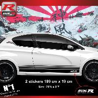 Stickers Auto Par Marque 2 stickers bas de caisse 000AN compatible avec PEUGEOT 208 et 207 - Noir - Run-R