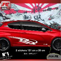 Stickers Auto Par Marque 2 stickers bas de caisse 000IB compatible avec PEUGEOT 208 et 207 - Tribal Blanc - Run-R