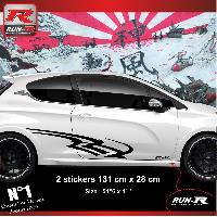Stickers Auto Par Marque 2 stickers bas de caisse 000IN compatible avec PEUGEOT 208 et 207 - Tribal Noir - Run-R