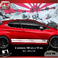 Stickers Auto Par Marque 2 stickers bas de caisse compatible avec PEUGEOT 208 et 207 - Bandes Blanc - Run-R