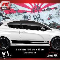 Stickers Auto Par Marque 2 stickers bas de caisse compatible avec PEUGEOT 208 et 207 - Bandes Noire - Run-R