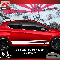 Stickers Auto Par Marque 2 stickers bas de caisse compatible avec PEUGEOT 208 et 207 - Blanc - Run-R