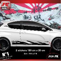 Stickers Auto Par Marque 2 stickers bas de caisse compatible avec PEUGEOT 208 et 207 - Brush Noir - Run-R