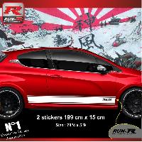 Stickers Auto Par Marque 2 stickers bas de caisse compatible avec PEUGEOT 208 et 207 - Triples Bandes Blanc - Run-R