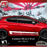Stickers Auto Par Marque 2 stickers bas de caisse compatible avec PEUGEOT 208 RACING - BLANC - Run-R